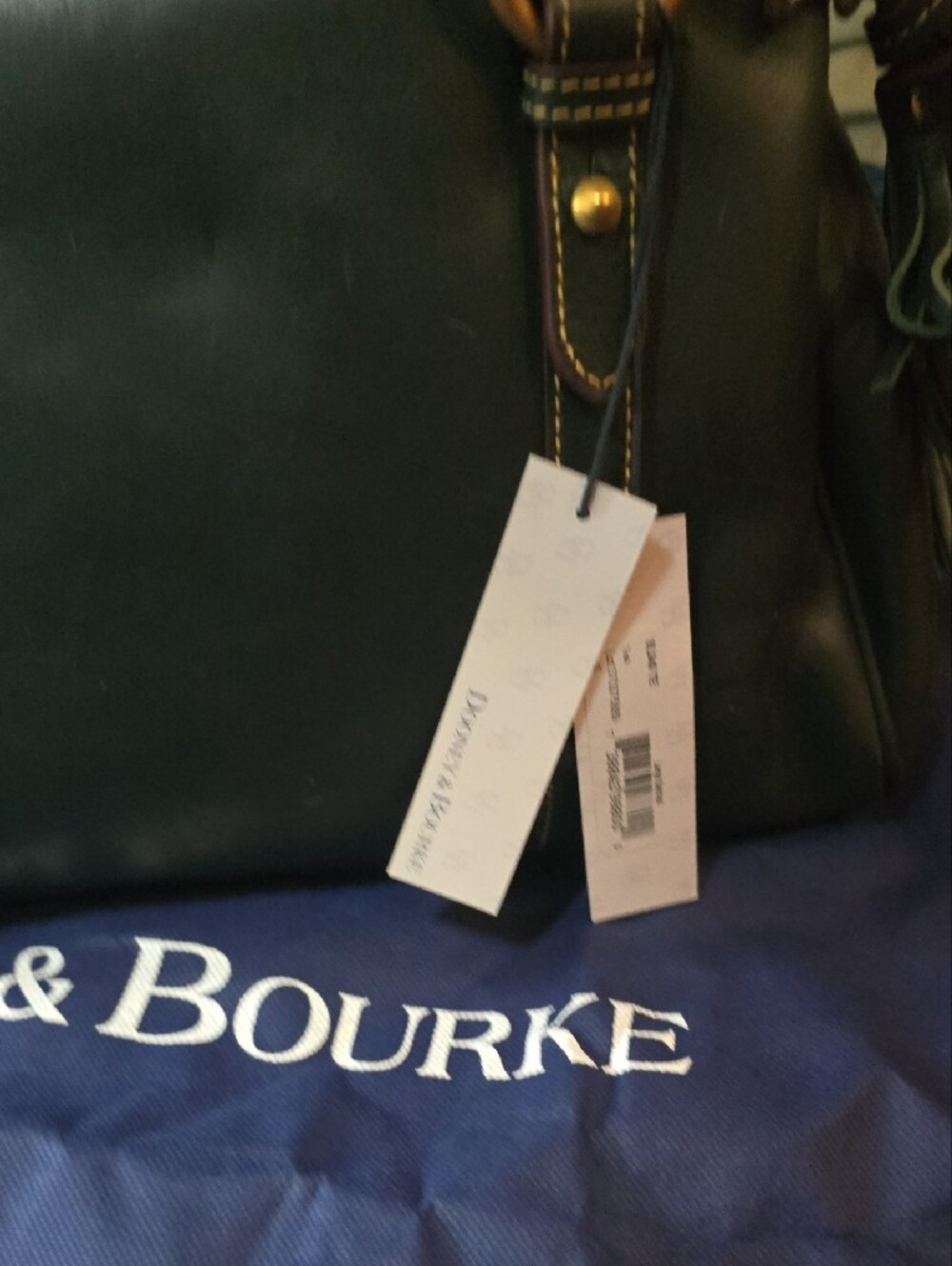 Dooney & Bourke Green Leather Large Satchel with Gold Hardware - Picture 5 of 7